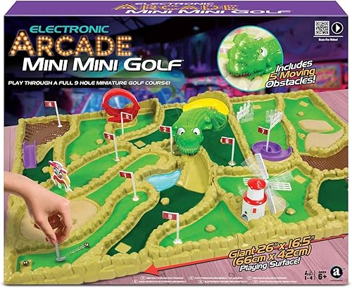 Miniatura 2 de Ambassador Games Electronic Arcade Mini Golf - Área de juego gigante de 26 x 16.5, campo de mesa de 9 hoyos, 5 obstáculos móviles, adultos y niños