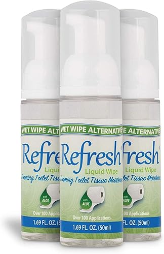 Refresh Liquid Wipe Espuma de papel higiénico – Alternativa a toallitas húmedas desechables – Limpia y calma con hamamelis y aloe – Fontanería