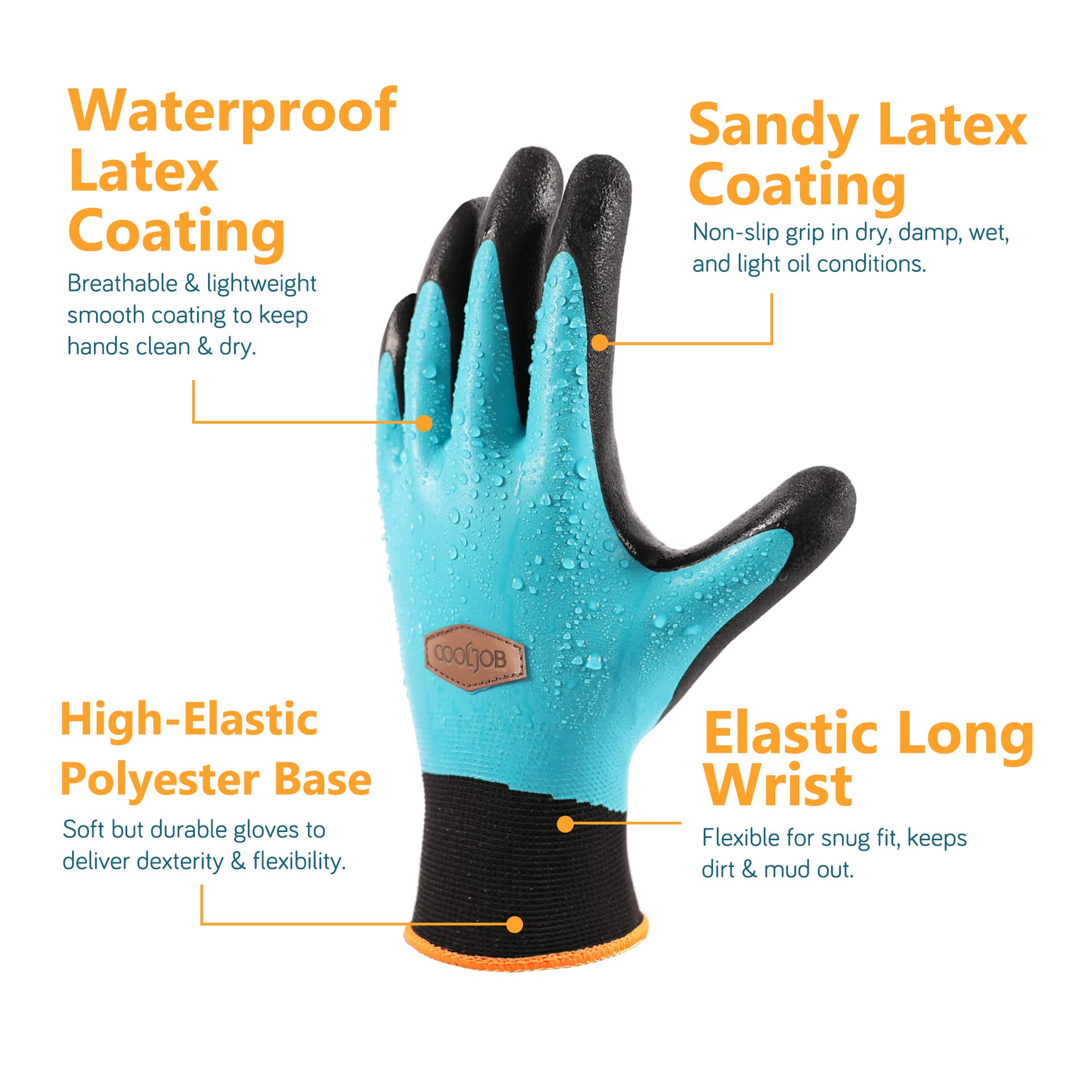 COOLJOB Winter Gloves For Men & Women, Thermal Work Gloves With Recycled Polyester, Anti Slip 3/4 Coated Gardening Work Gloves With Soft Warm Terry Inner, Green, X-Large, 1 Pair XL