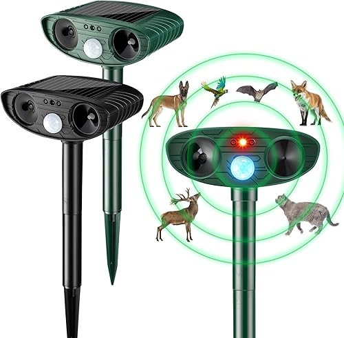 Miniatura 8 de Repelente ultrasónico de animales con energía solar, repelente de animales activado por movimiento, sensor de movimiento disuasorio de animales al