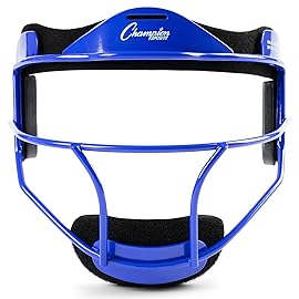 Champion Sports Steel Softball Face Mask - Classic Fielders Masks for Youth - Durable Head Guards - Premium Sports Accessories for Indoors and Outdoors - Blue