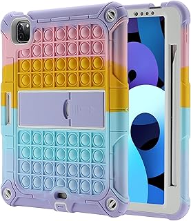 XZC for iPad Air 5th Generation Case 2022/ iPad Air Case 4th Generation 2020 10.9 Inch, iPad Pro 11 inch Case 2018 2020 2021 Shockproof Cover with Pencil Holder Kickstand Shoulder Strap (Rainbow 2)