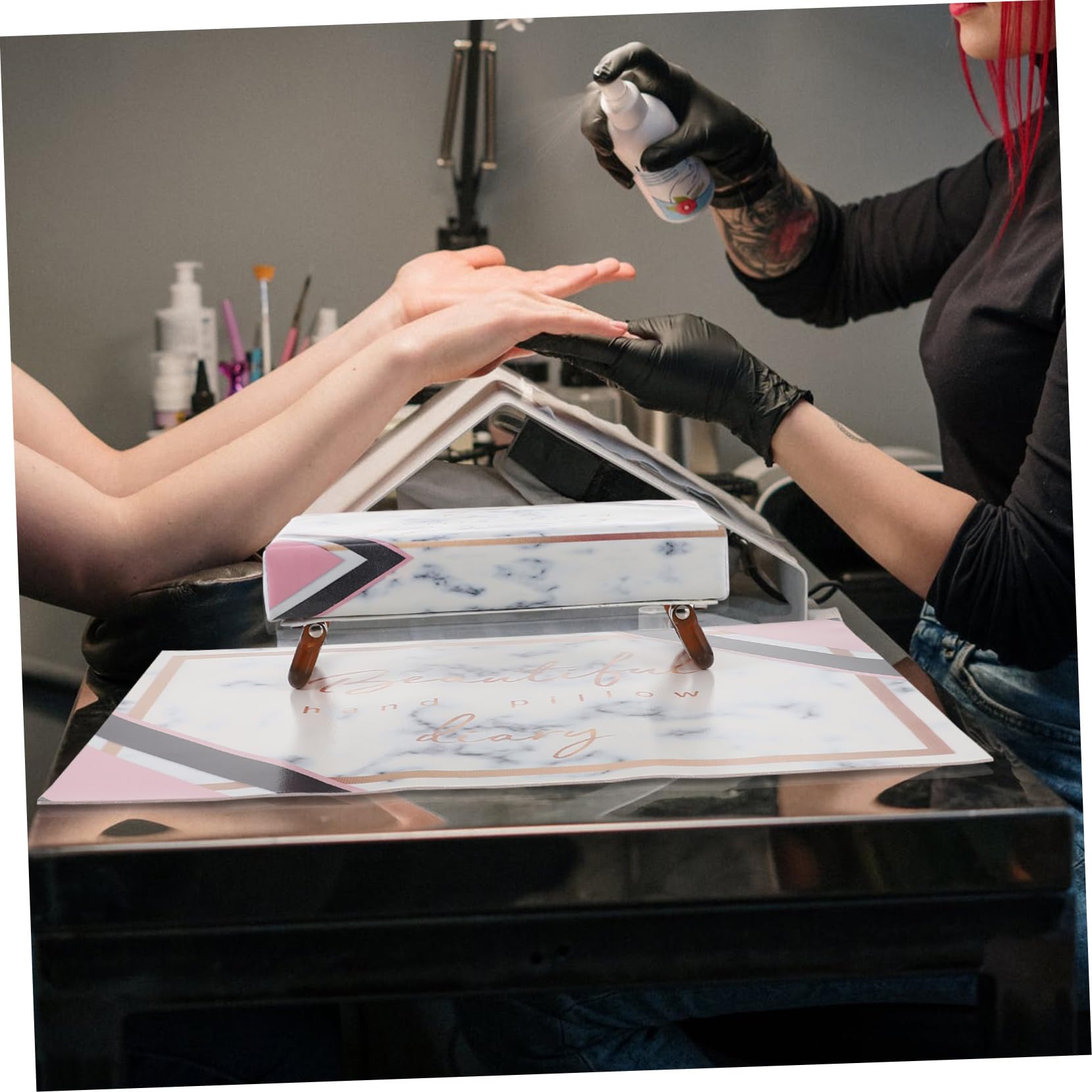 Cuscino Poggia Mani per Unghie in Pu, Supporto Manicure Pieghevole | Nail Training Salon, Pratico da Trasportare, Confortevole Sull’appoggio
