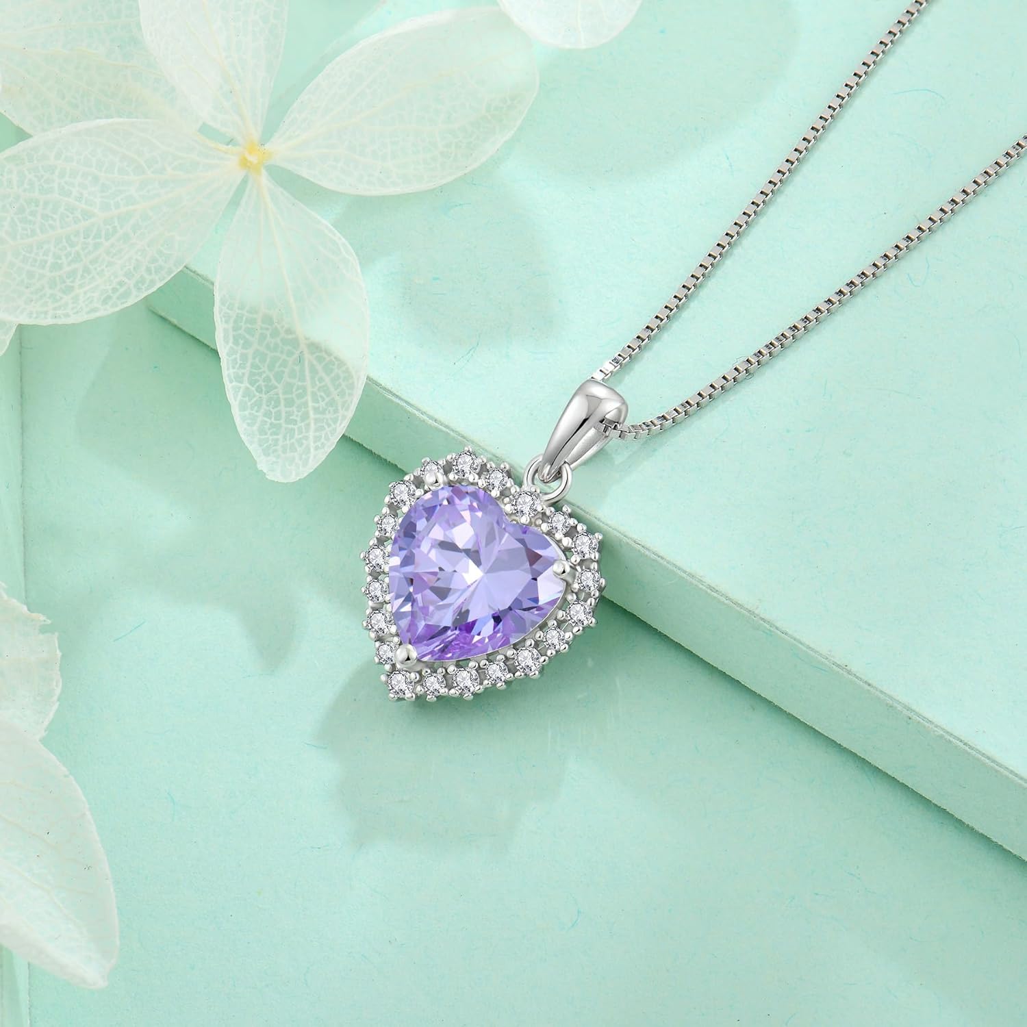 STARCHENIE Heart Birthstone Pendant Necklace 925 Sterling Silver Jewelry Gift for Women - Image 5