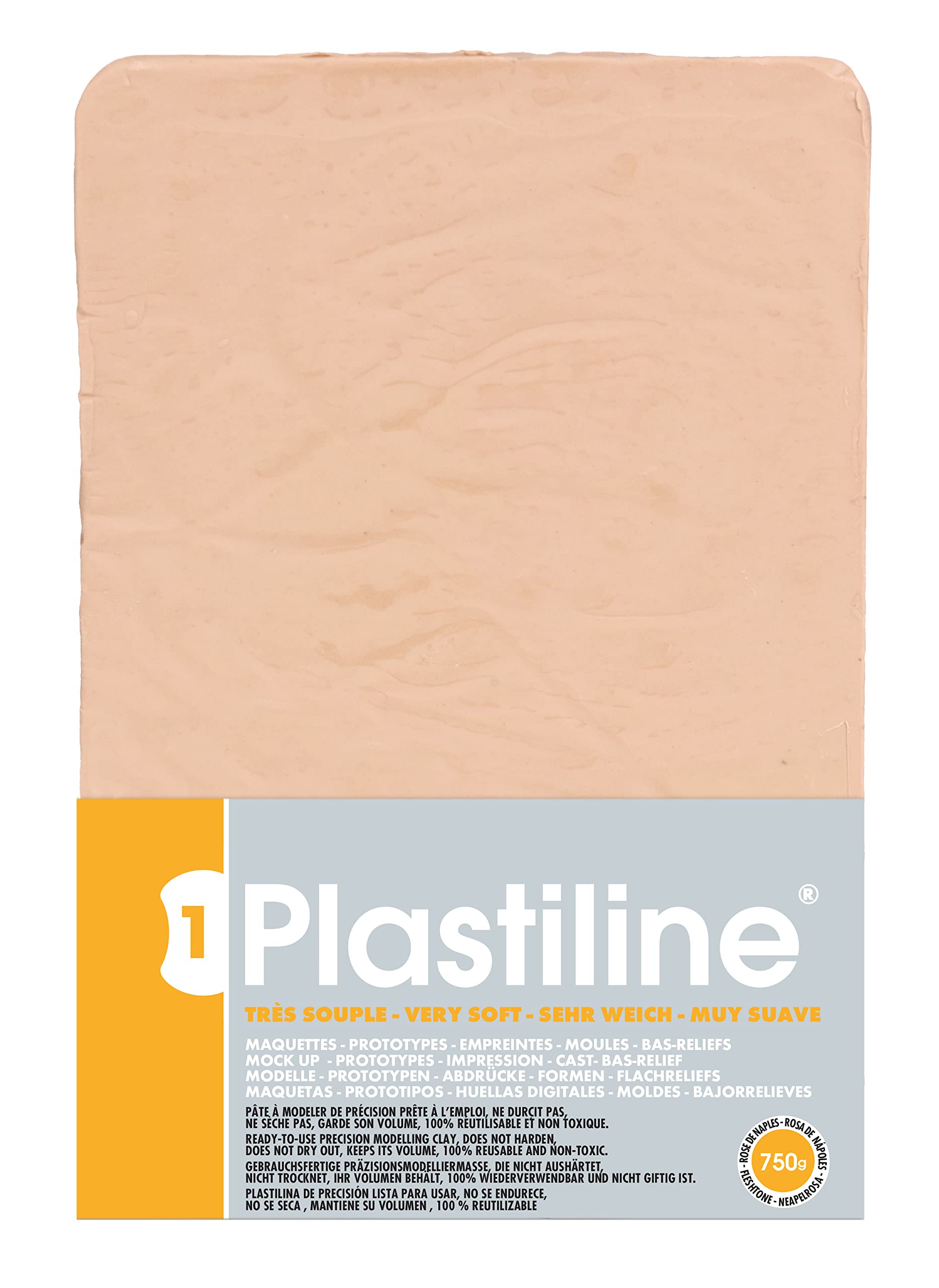 J.Herbin Plastiline 7240T - Plate of Plastiline - Modeling Dough, High Precision - Modeling, Sculpting, Molding - Hardness 1 (very flexible) - 750g - Rose de Naples shade. Made in France