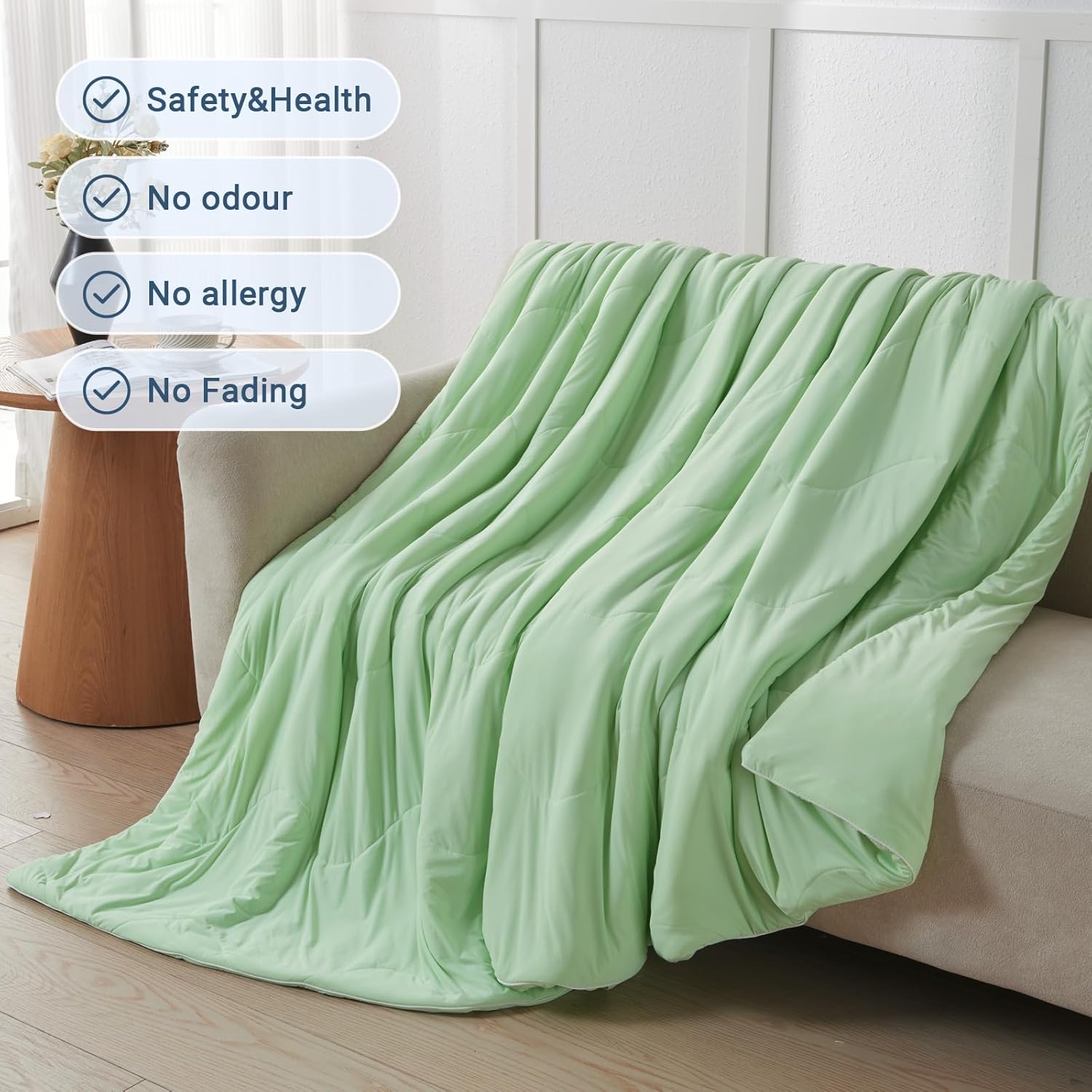 Cooling Comforter Queen Size, Double Sided Cooling Blankets for Hot Sleepers, Soft Breathable Lightweight Summer Cooling Comforter for Night Sweats Absorbs Body HEA - Image 4