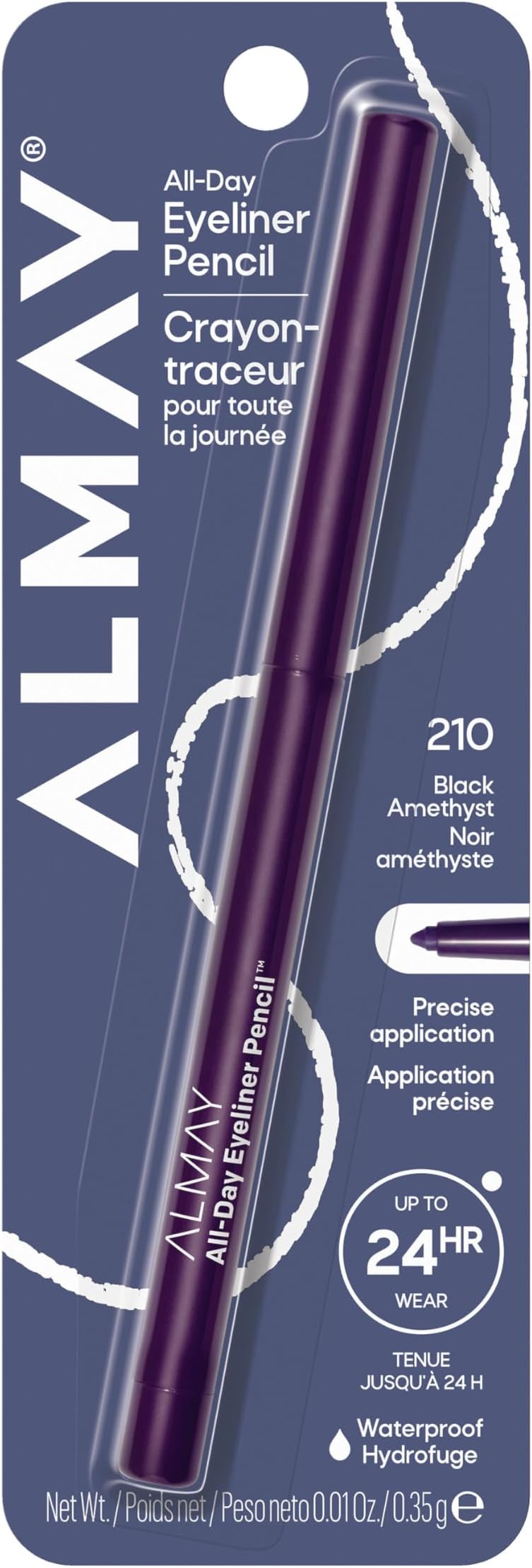 Eyeliner Pencil, Hypoallergenic, Cruelty Free, Oil Free, Fragrance Free, Ophthalmologist Tested, Long Wearing and Water Resistant, with Built in Sharpener