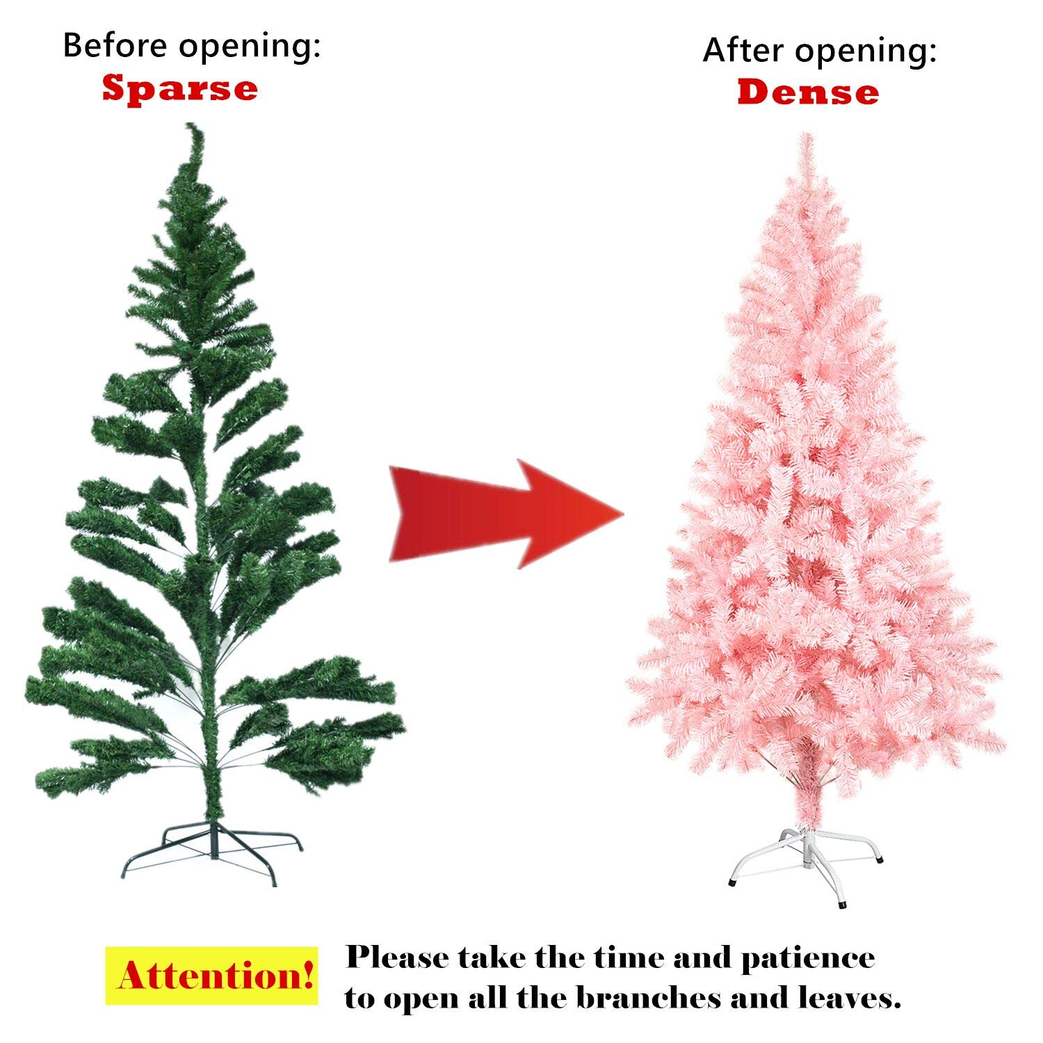 Arbre de Noël Artificiel Support en Métal, Arbre en PVC - Rose Pâle (150 CM 400 Branches)
