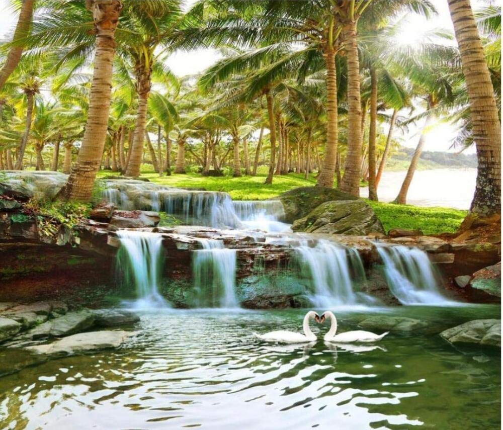 Papier peint mural 3D - Motif cascade d'eau - Paysage - Décoration murale - Pour salon, chambre à coucher - 200 x 140 cm