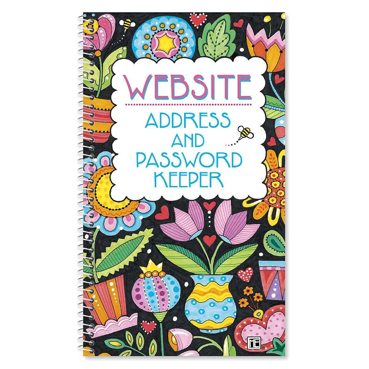 CurrentMary Engelbreit Password & PIN Keeper Book, 94 Pages, 5” x 8.5” Size Spiral Bound, Soft Cover Internet Organizer for Offline Website, Login, & Username Storage