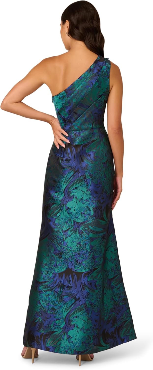Adrianna Papell Womens One Shoulder Jacquard Gown - Image 2