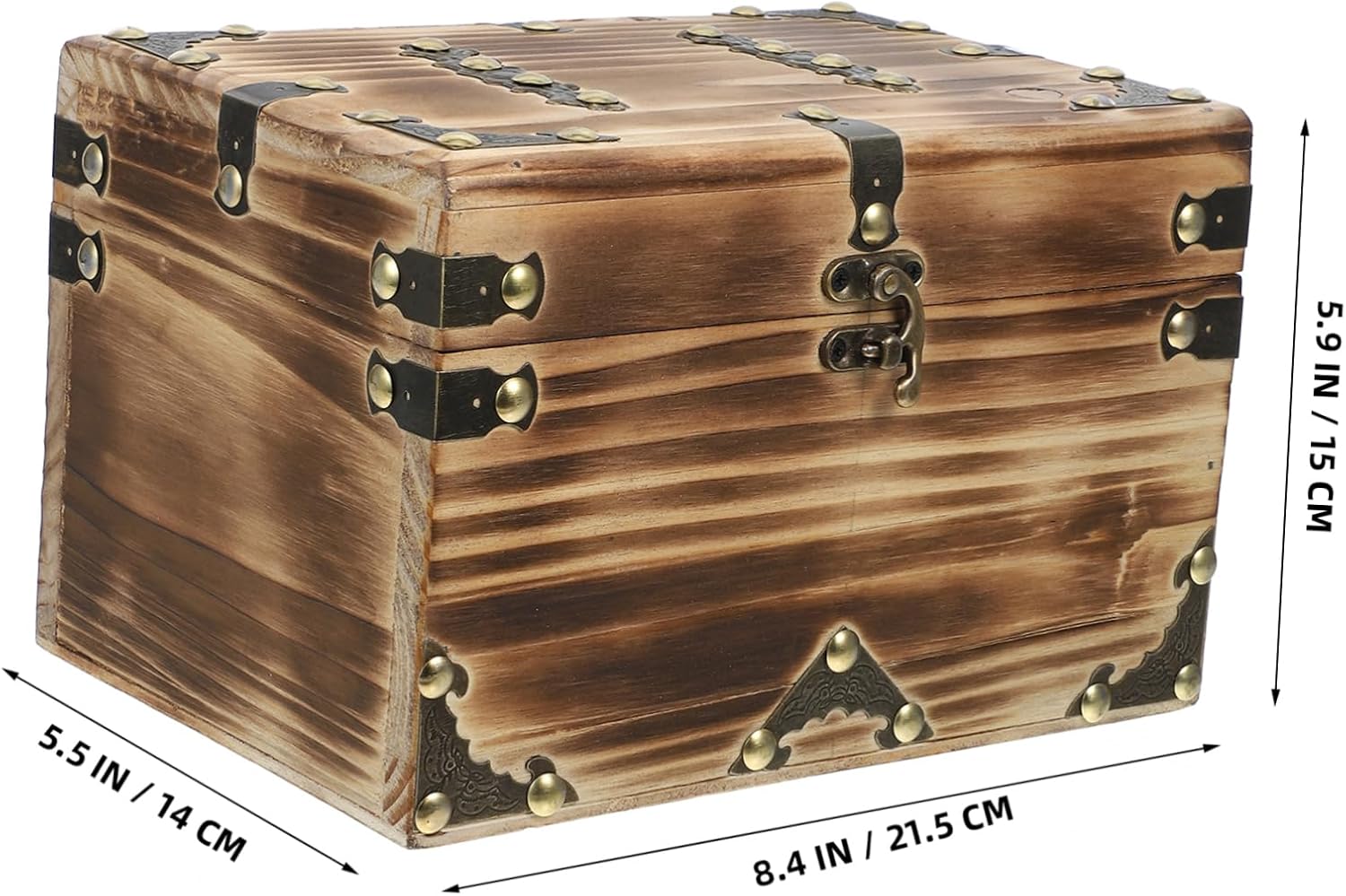 LIFKOME Vintage Treasure Chest Antique Style Wooden Storage Box for Jewelry and Keepsakes for Valentine Day Mother Day and Anniversaries