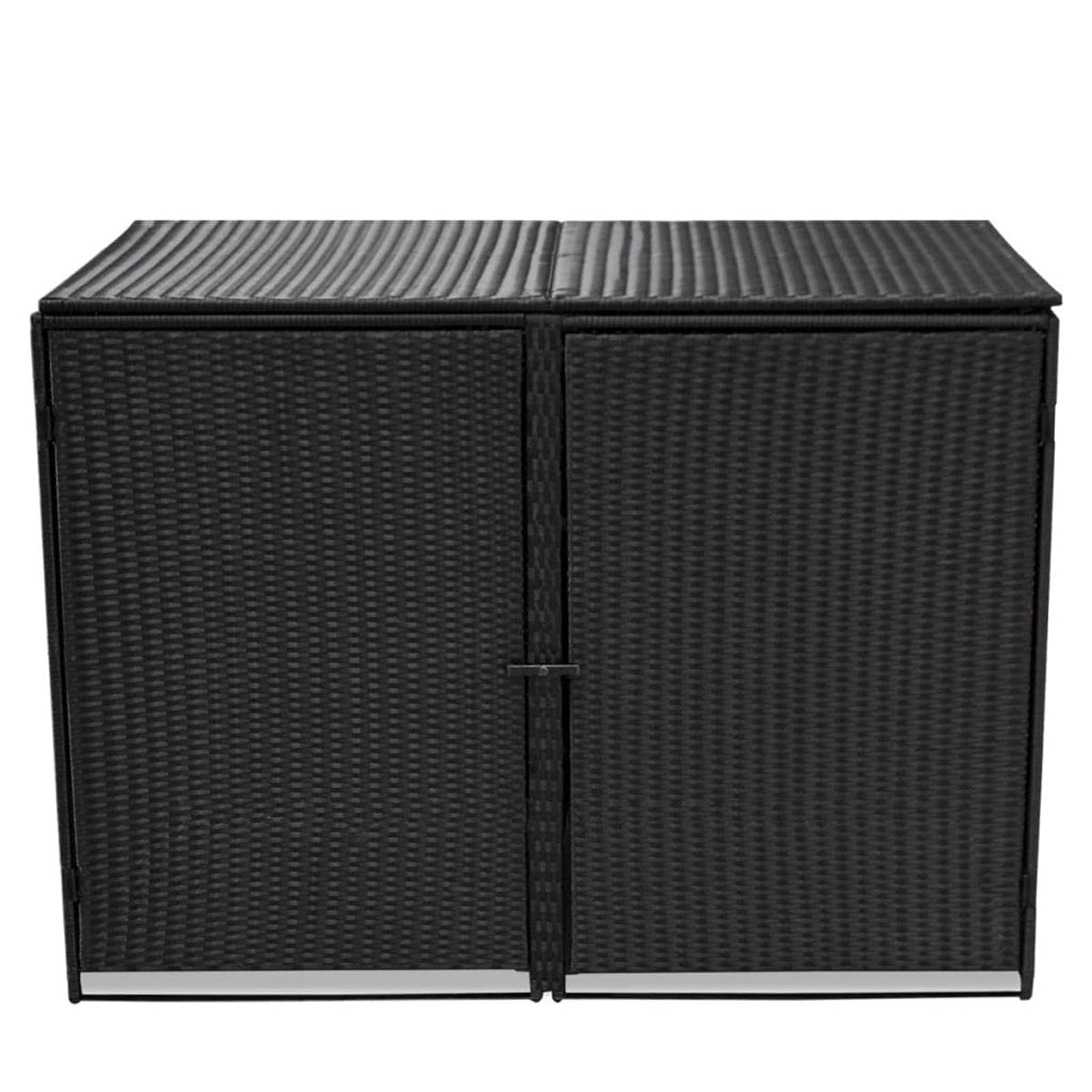 Festnight Abris pour Poubelle Stockage de Jardin Double Résine Tressée Noir 148x80x111 cm