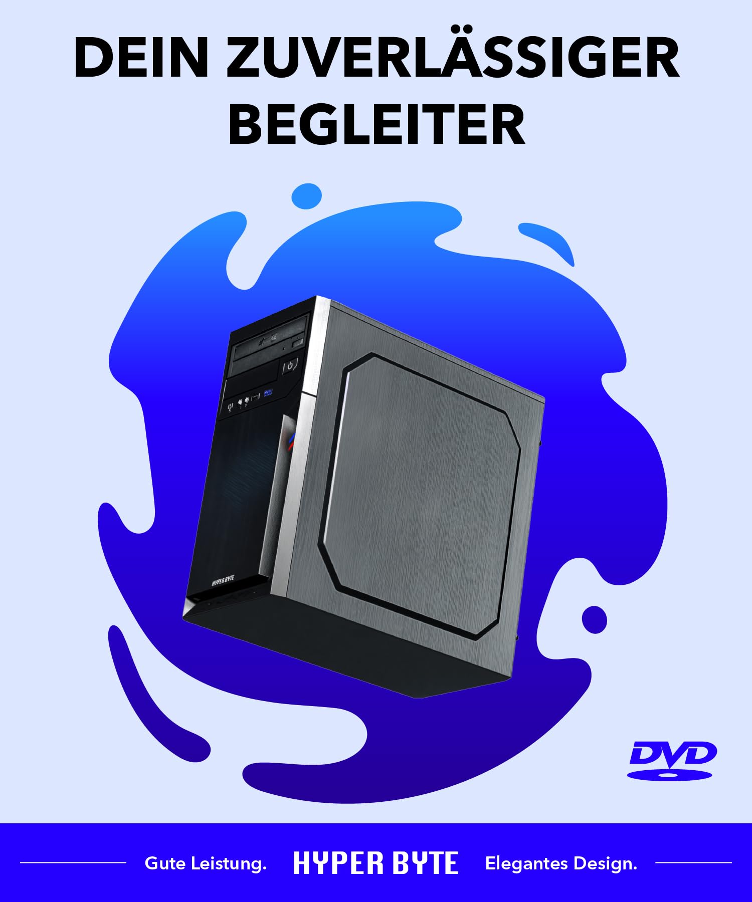 HYPER BYTE® Office PC – Computer mit AMD Athlon Pro mit 3,4 GHz | 16 GB RAM DDR4 | 512 GB SSD Festplatte | Win 11 Pro | WLAN | DVD+RW | USB 3.0 | High End Office Tower-Pc