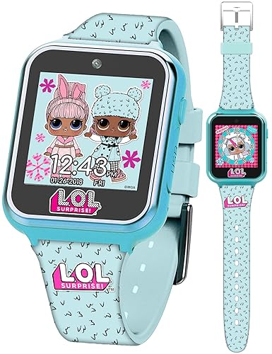 Reloj Inteligente Educativo Accutime Kids LOL Surprise Light Blue para Niñas, Niños, Niñeces - Cámara Selfie, Juegos de Aprendizaje, Alarma, Calculadora, Podómetro y Más (Modelo: LOL4299AZ)