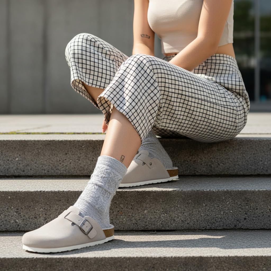 CUSHIONAIRE Women's Hana Cork footbed clog with Genuine Leather upper, Faux Fur lining, and +Comfort - Image 3