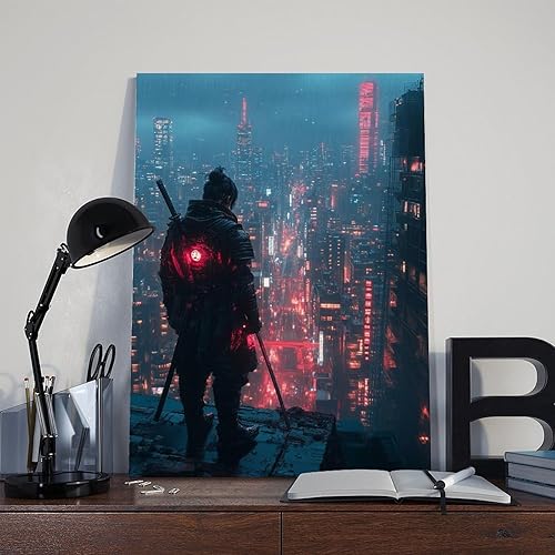 Miniatura 8 de Retro Cyber Samurai Wall Decor  80s Vaporwave Poster  Sci-Fi Tokyo Skyline Art Poster Print for Teen Boys Room Wall Art Canvas Painting Print