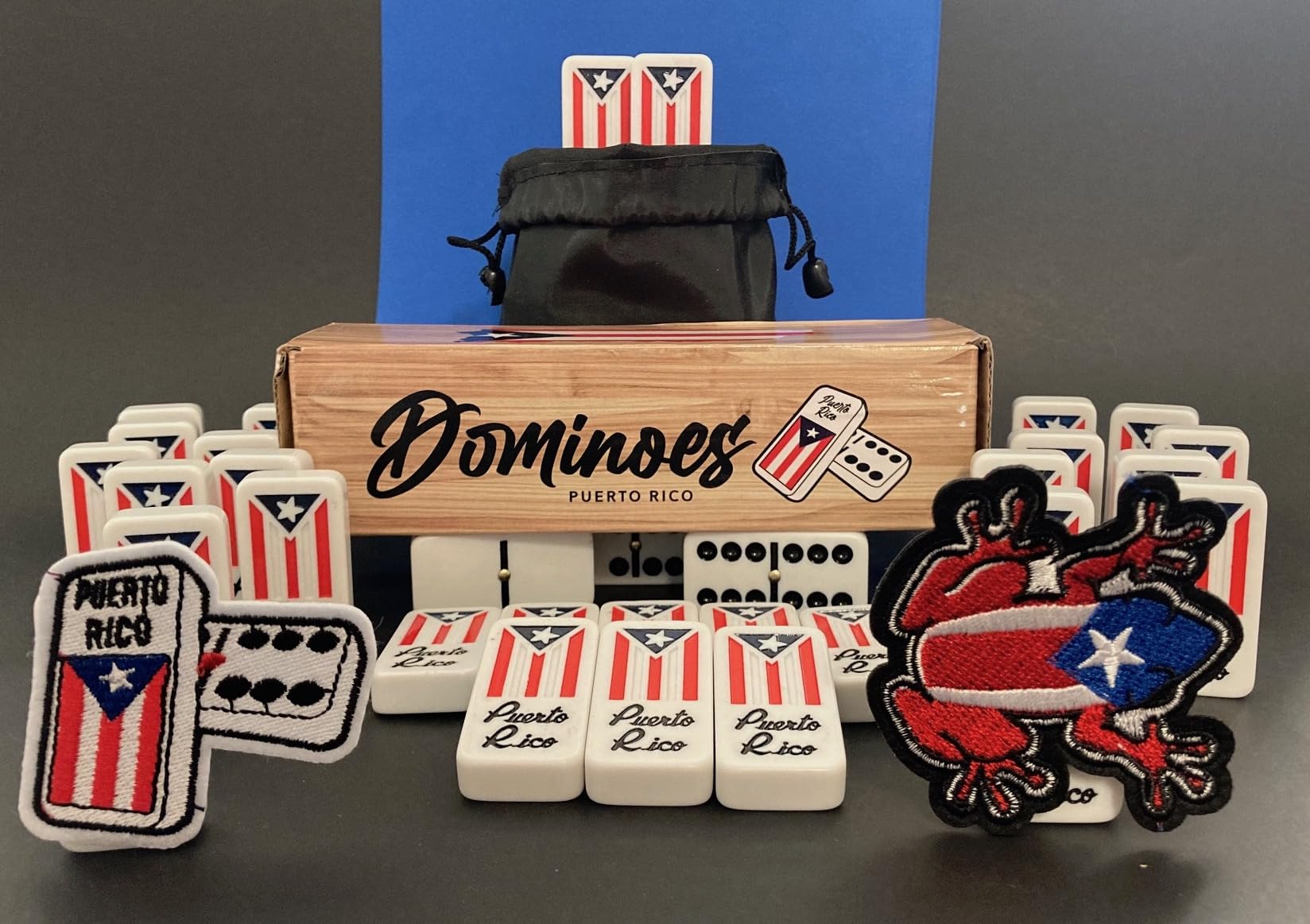 Juego de bolsas de dominó de Puerto Rico Juego de Dominó Azulejos Boricua PR Puerto Rico Domino Conjunto Clásico Doble Seis Domino Tamaño Adulto Debe Tener Familia (Viene con bolsa de viaje) sin caja 4