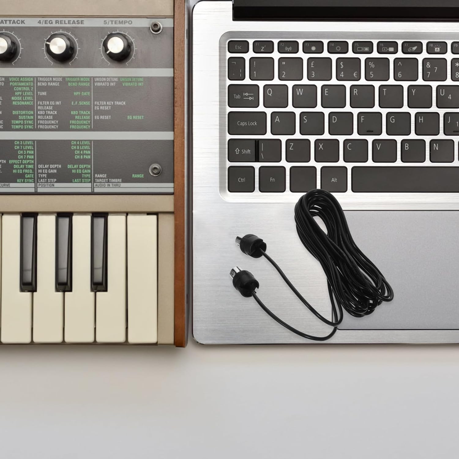 BESTYASH 5m Midi Male to Male Connection Cable 5-pin Din Professional Audio Card Cable Accessory for Midi Keyboard Controller and Sound Equipment