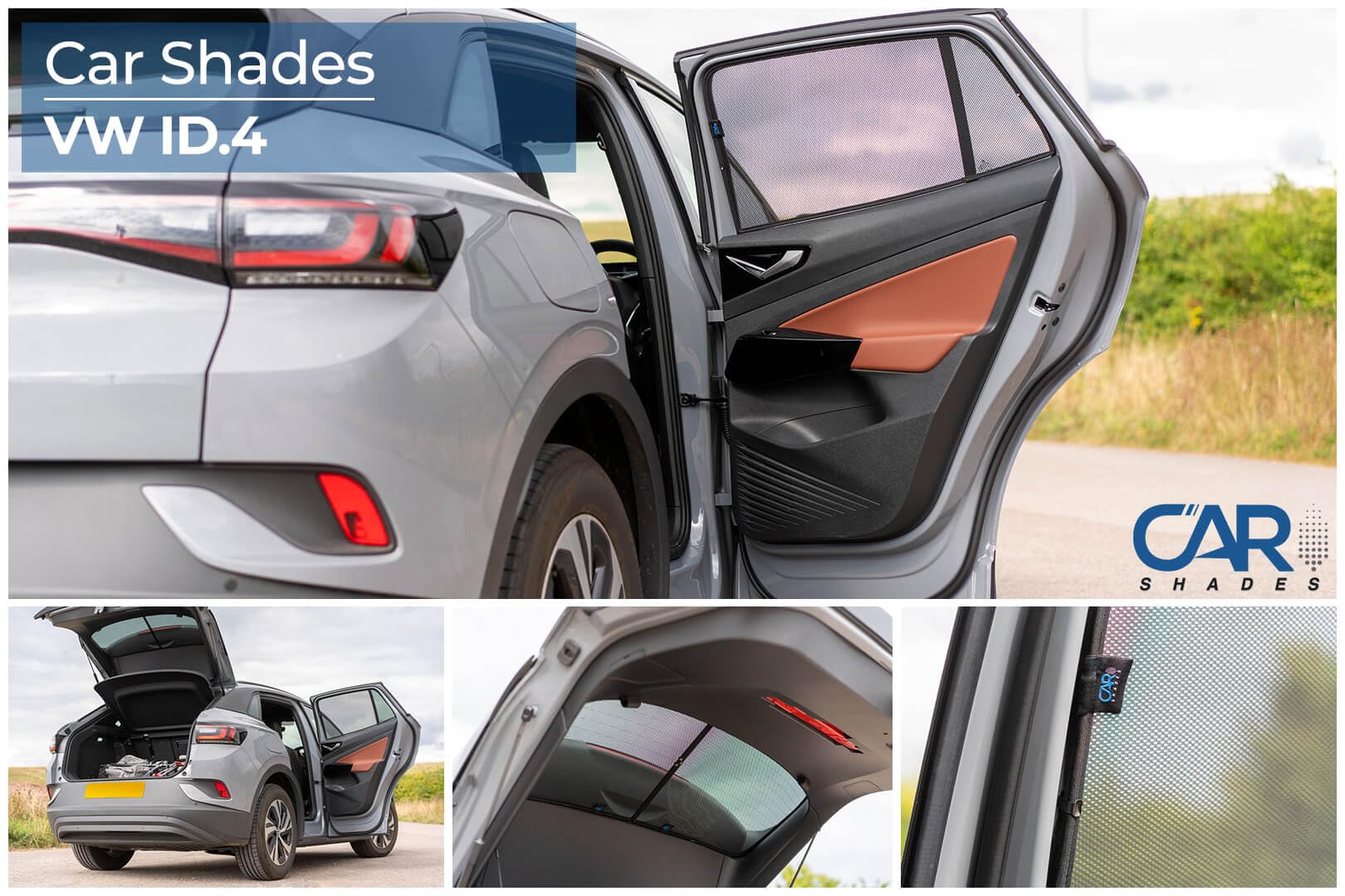 CAR SHADES zestaw kompatybilny z Volkswagen ID.4 2020- (6-częściowy), czarny