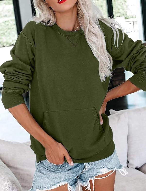 Ovanviso Womens Crewneck Sweatshirts with Kangaroo Pocket Trendy Pullover by Ovanviso - Used condition - US$21.10