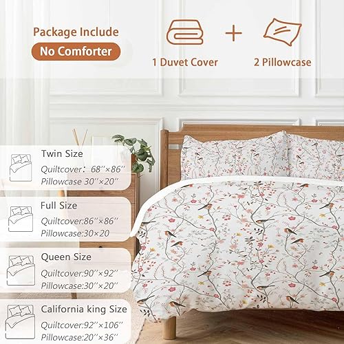 Miniatura 6 de Sabolny Juego de funda de edredón de microfibra suave lavada con lazos y cremallera, diseño vintage degradado de verano y primavera, diseño de
