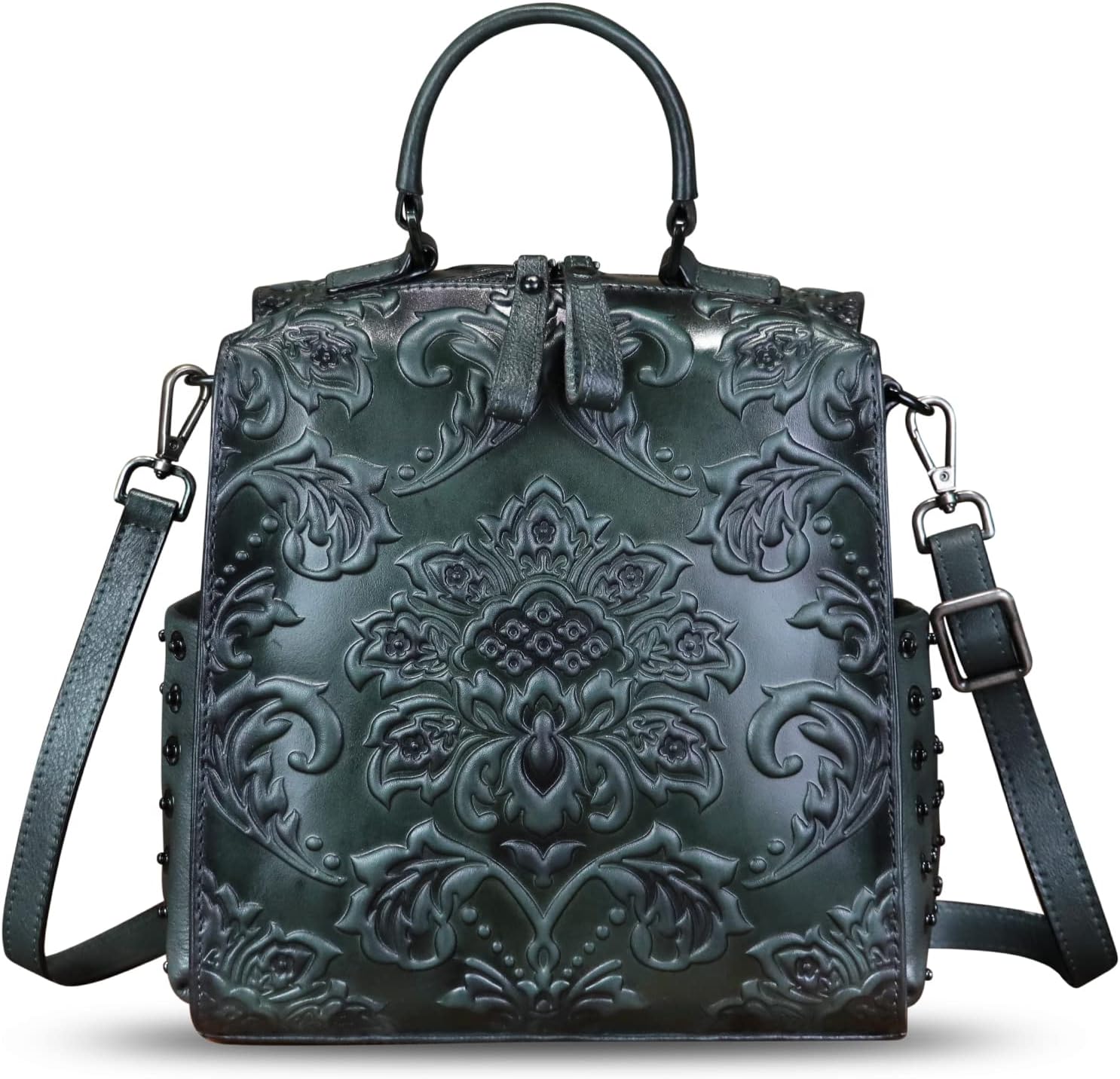 Genuine Leather Purses and Handbags for Women Embossed Leather Backpack Convertible Shoulder Bag Satchel Purse | Genuine Leather, Embossed Leather, Convertible, Purse