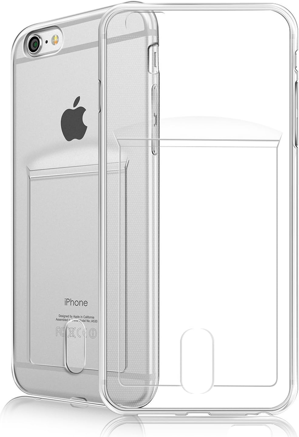 iPhone 6 clear soft case with single stash credit card pocket (Clear)