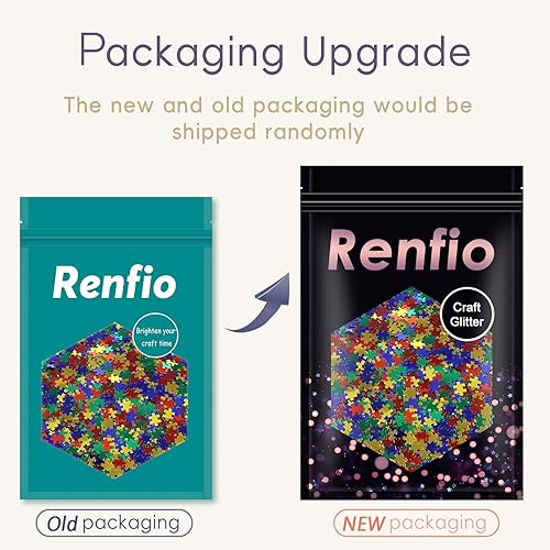 Miniatura 7 de Renfio Rompecabezas holográfico de 1.75 onzas, 1.76 oz, confeti con purpurina, formas de rompecabezas, mezcla de colores, lentejuelas gruesas