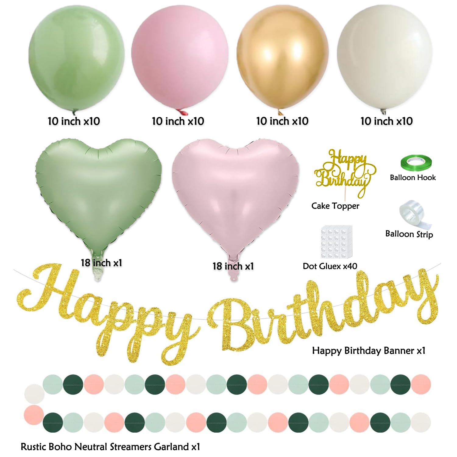 Geburtstags-Banner In Grün & Rosa – „Happy Birthday“ Deko Für Die Party