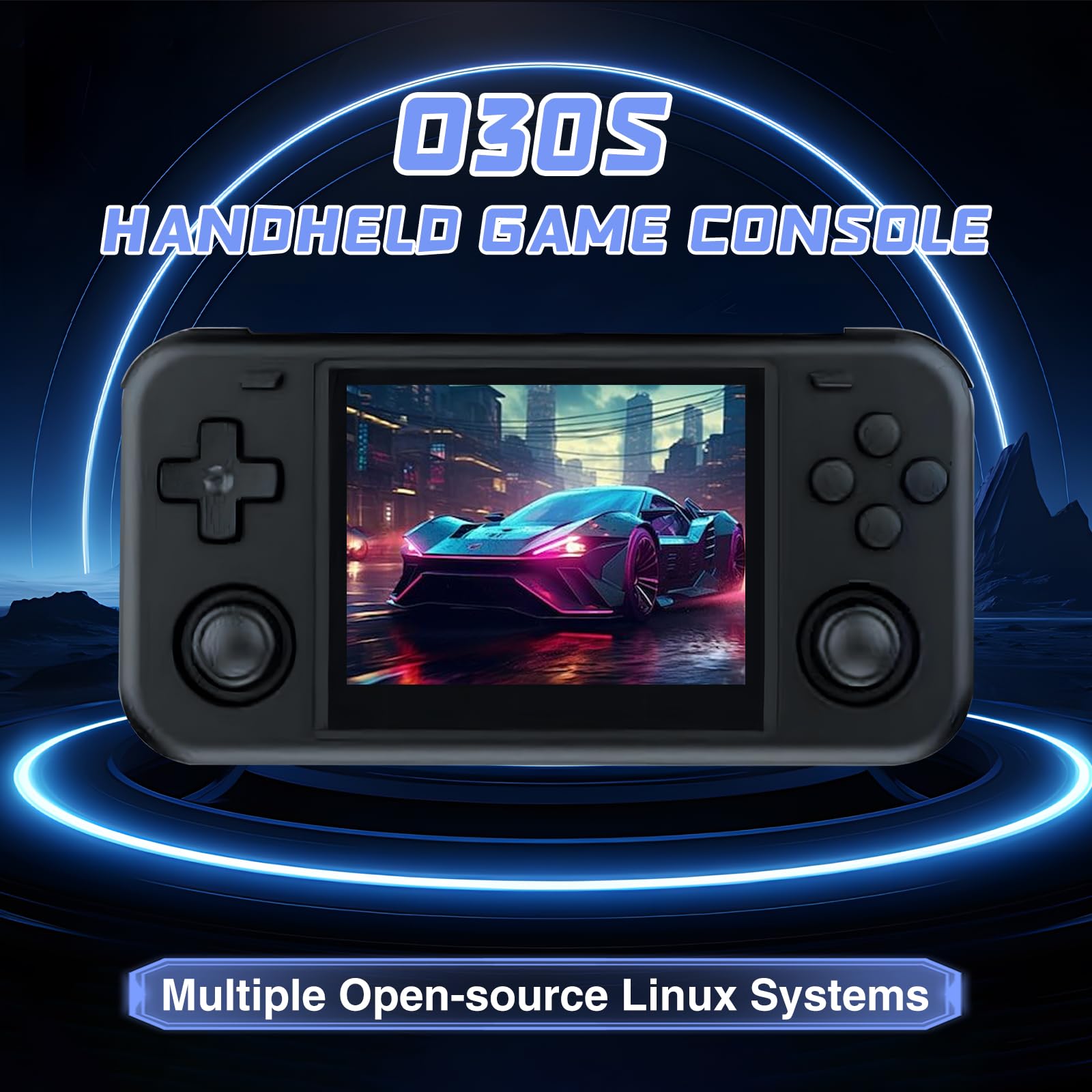 O30s przenośna konsola do gier, z otwartym systemem Linux, kartą 64G TF 15000 retro gier, 8,89 cm (3,5") ekran IPS, przenośna konsola do retro gier, emulator konsoli przenośnej, akumulator 3000mAh