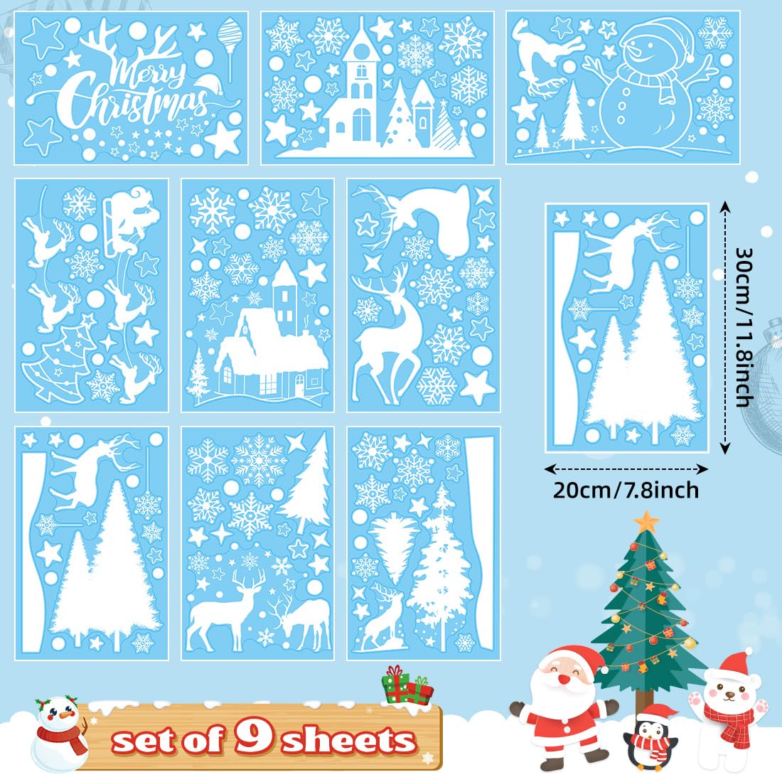 RISF Raamafbeeldingen, sneeuwvlokken, pvc, raamstickers, zelfklevend
