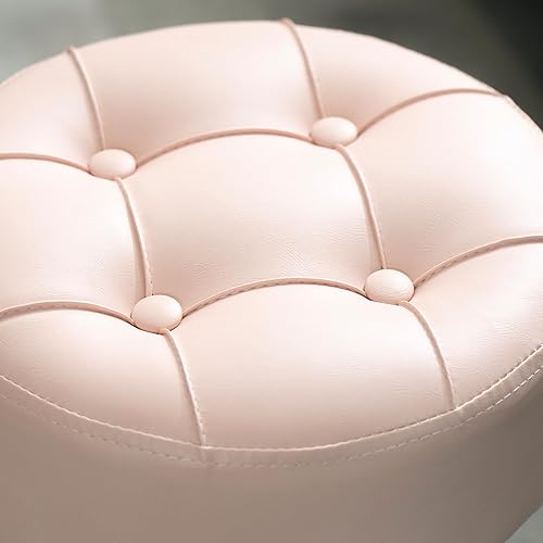 Miniatura 3 de Taburete de tocador ajustable rosa resistente al fuego, silla giratoria para sala de maquillaje, taburete pequeño para tocador, baño, sala de estar,