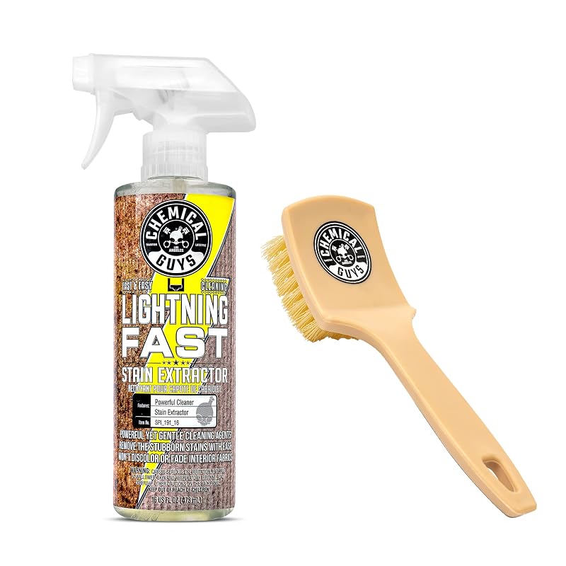 Chemical Guys Lightning Fast Removedor de Manchas para Carpetes e Estofados com Escova de Detalhamento, Spray de 473 mL