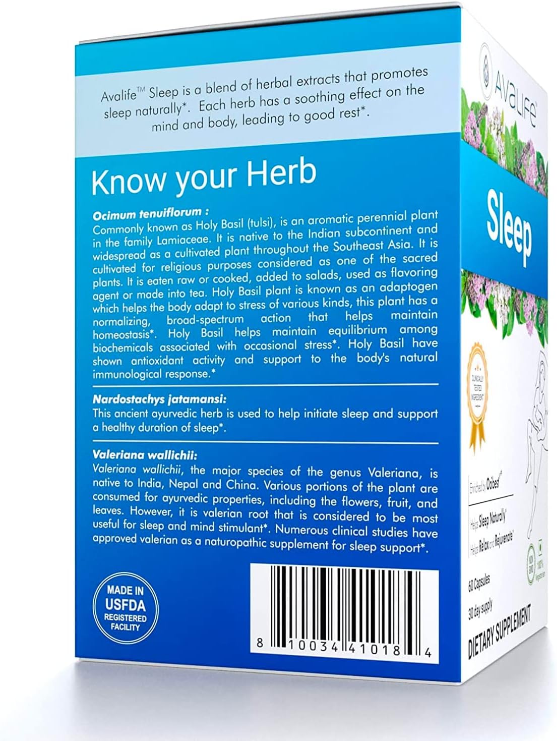 Avalife Sleep - Herbal Sleep Aid (60 Capsules) Natural Sleep Support with Valerian Root - No Melatonin | Gluten-Free, Vegetarian, Non-GMO
