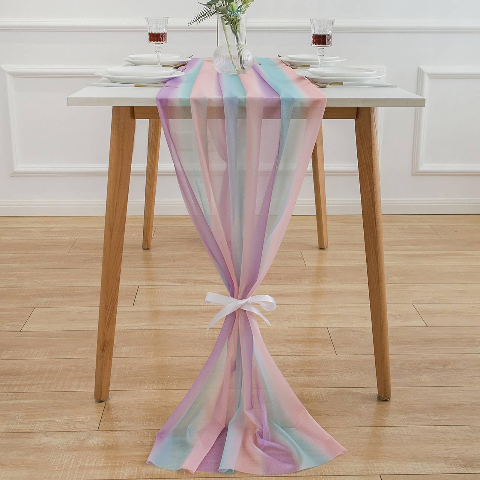 BOXAN Runner Da Tavola Trasparente Fucsia: 90x300 Cm, In Poliestere Lavabile, Per Tavolo Buffet, Matrimoni E Feste Di Natale - 6