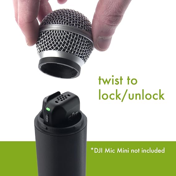 Pro Interview Handle Adapter for DJI Mic Mini - Wireless Microphone Accessories, Videography, Content Creation - Also Compatible with Rode Micro! (2pc + Foam Tops, Black)