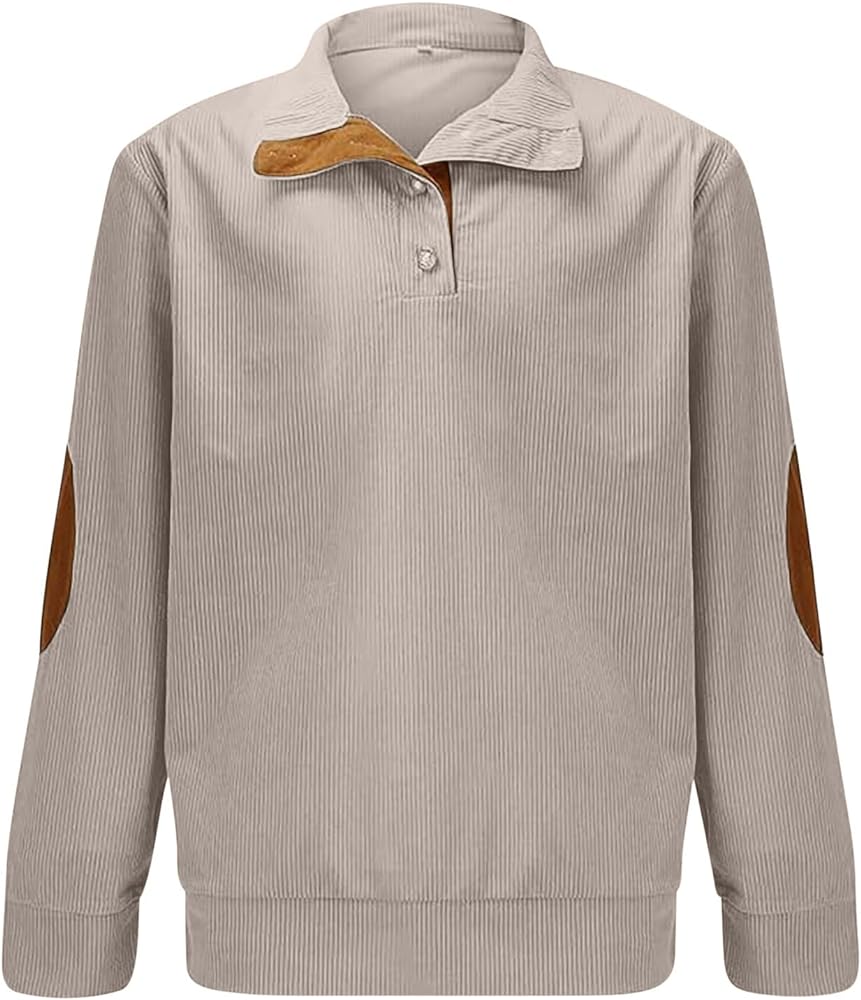 Men Long Sleeve Shirts Casual Mock Neck Button Down Sweatshirts