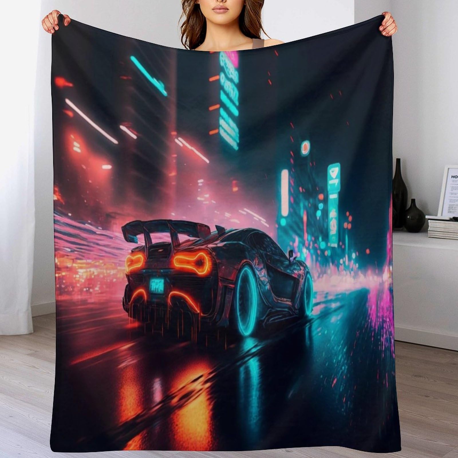 Couverture de voiture de sport : plaid flanelle chaud 150x200 cm pour lit et canapé