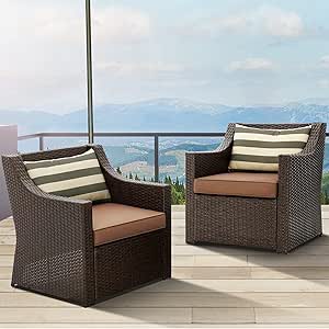 Amazon.com: YITAHOME 2 Pieces Patio Wicker Chairs Rattan Outdoor ...