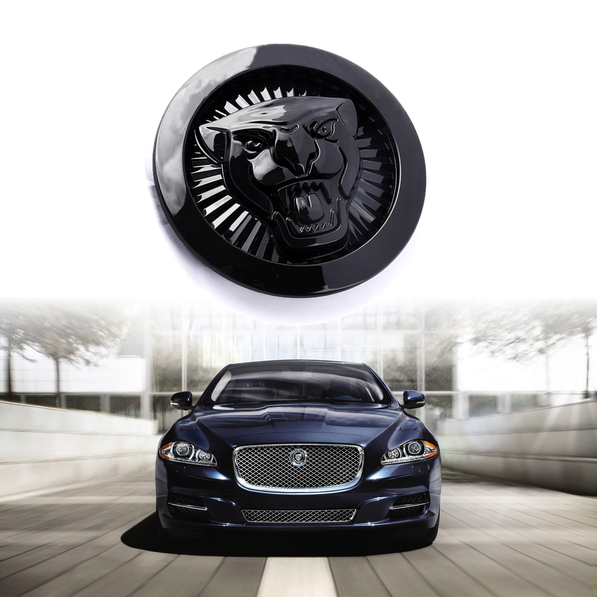 Emblem Compatible with Jagvar XF 2009-2015 XJ 2011-2015 Front Center Grille Emblem 2.83inch Car Badge Emblem Leopard Jagvar Accessories(Front Emblem Black)