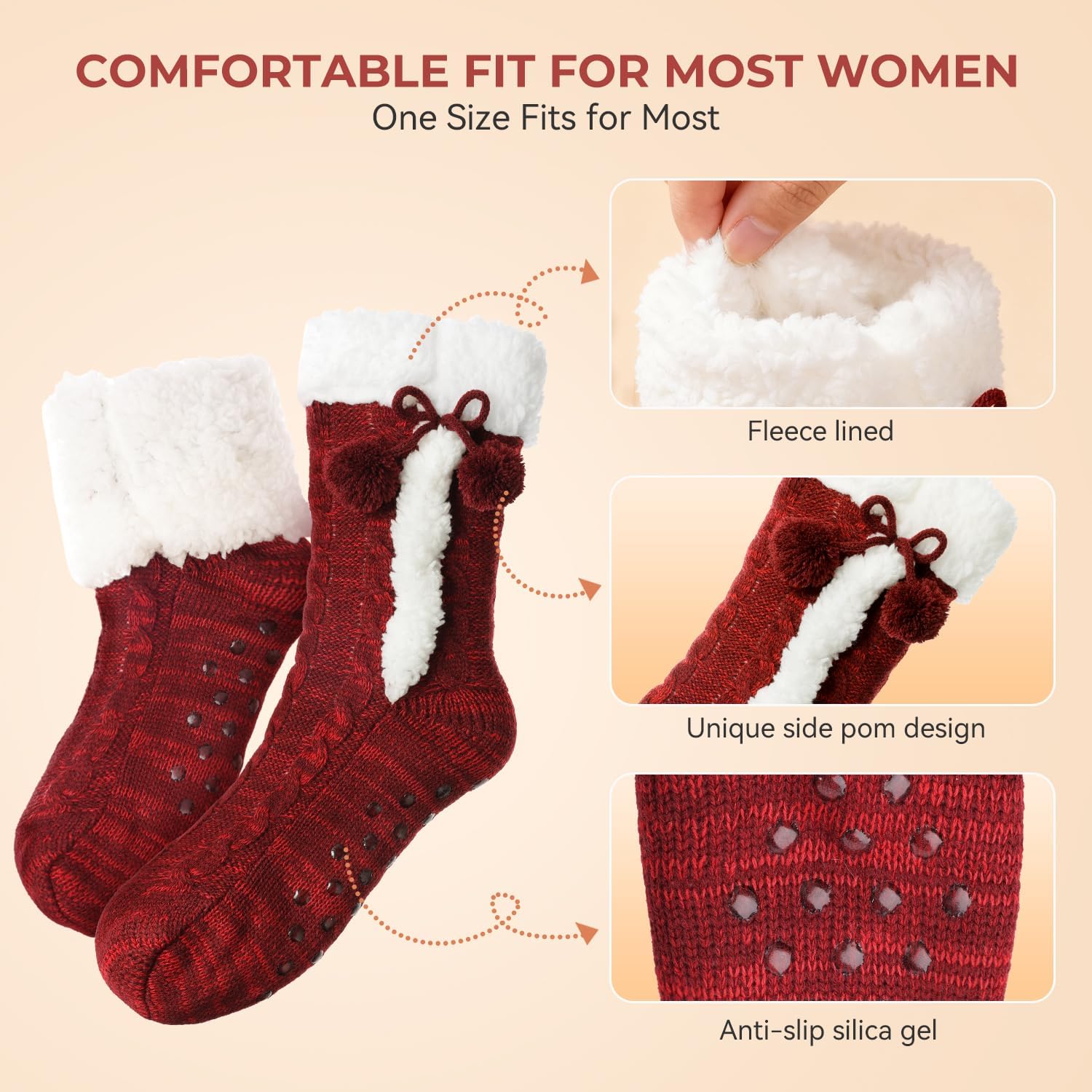 Fuzzy Slipper Socks Women with Non Slip Grippers Soft Fluffy Cozy Socks Winter warm Socks - Image 6