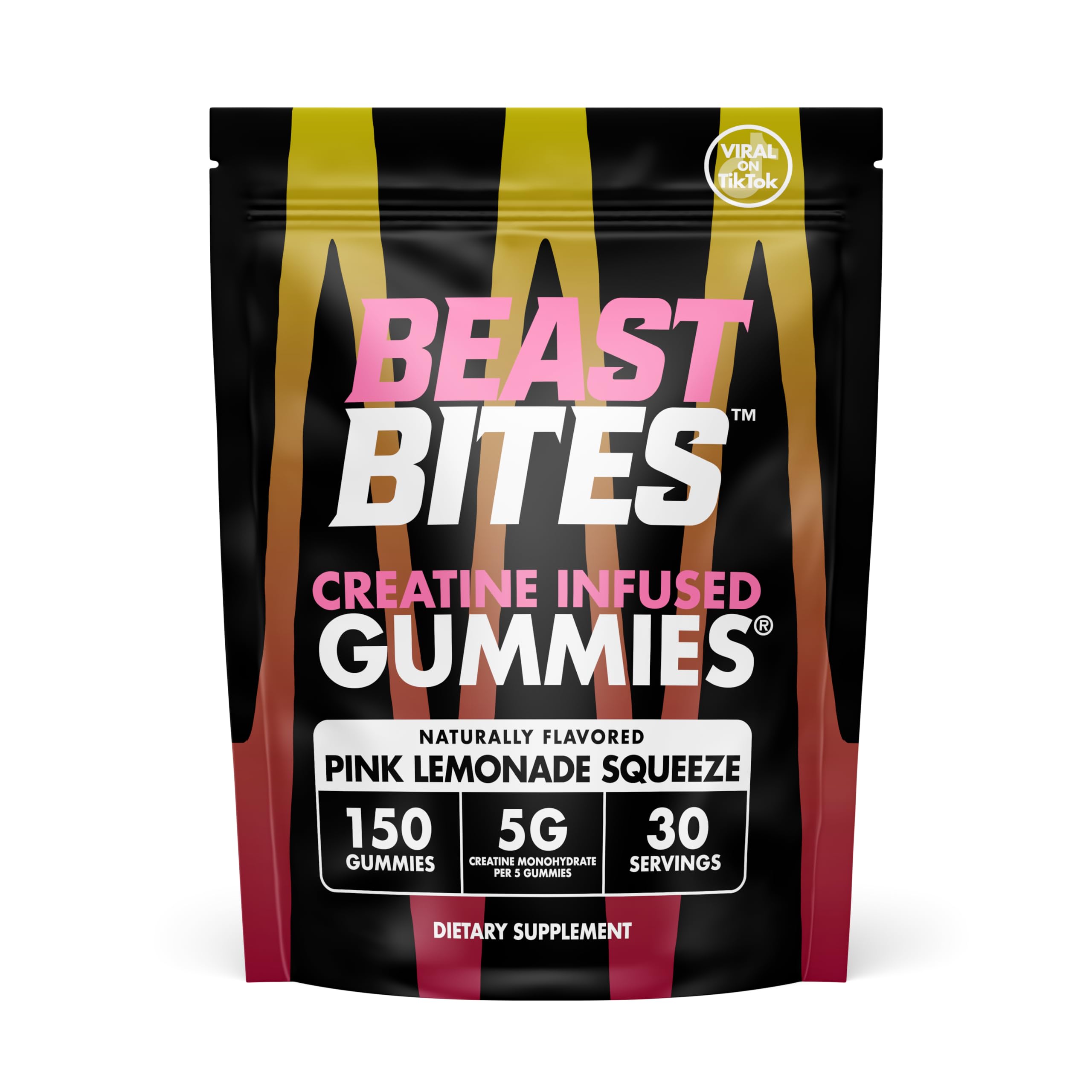 BEAST BITES Creatine Infused Gummies® - 5g Creatine Monohydrate Per Serving (150 Gummies, Sour Watermelon Splash) - 5