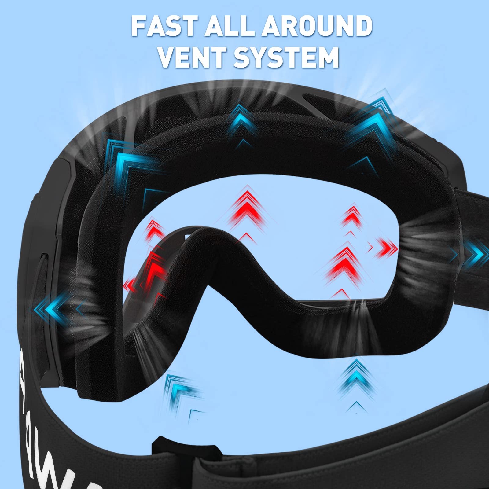 Carfia Lunettes de Ski OTG Femmes Hommes Ski Goggles pour Porteurs de Snowboard Lunettes UV400 Anti-Brouillard