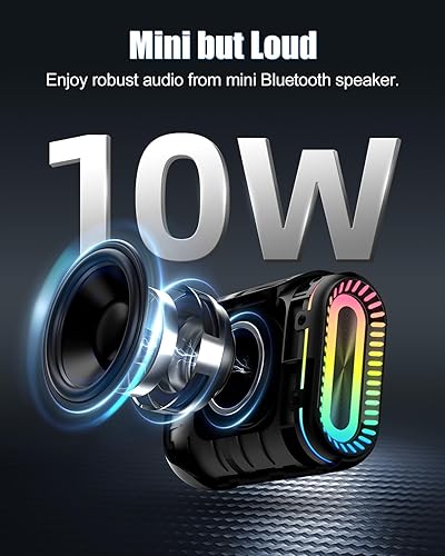 Miniatura 5 de OHAYO Altavoz de ducha Bluetooth, IPX7 impermeable, mini altavoz portátil con clip, inalámbrico, tiempo de reproducción de 24 horas, luz RGB, sonido