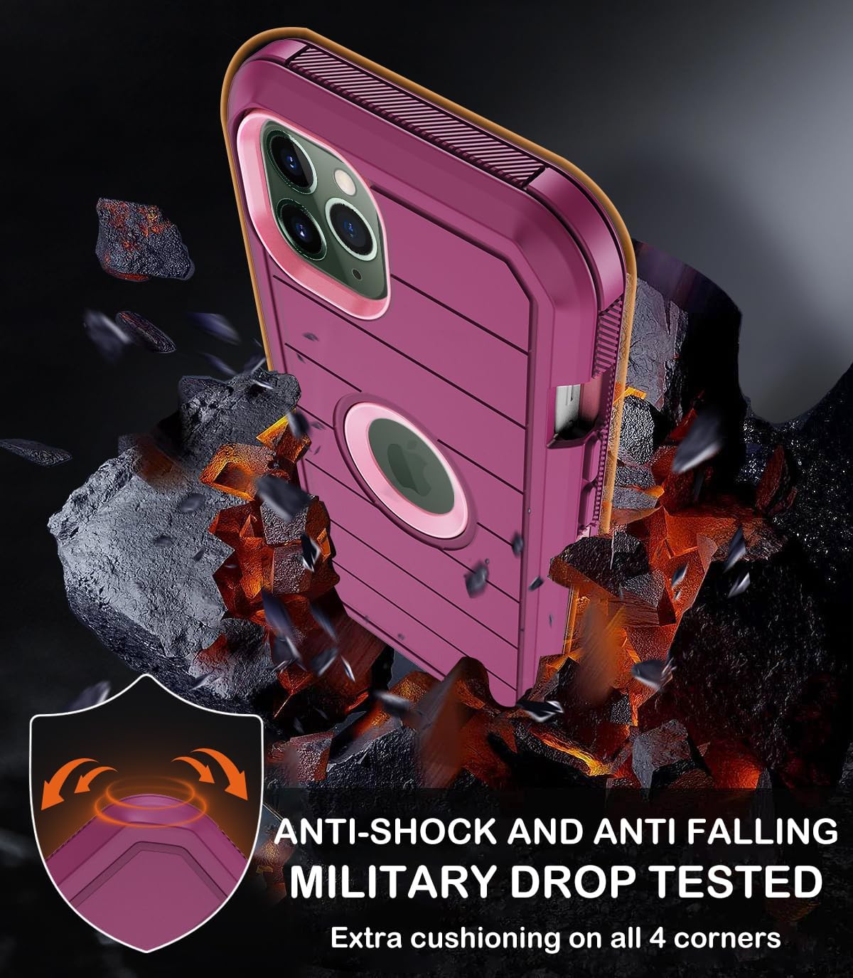 KECAI for iPhone 11 Pro Max Case with Belt Clip Holster,Built-in Screen Protector,Heavy Duty Shockproof Drop Protection Military Grade Durable Phone Cover for Apple iPhone 11 Pro Max 6.5" (Burgundy)