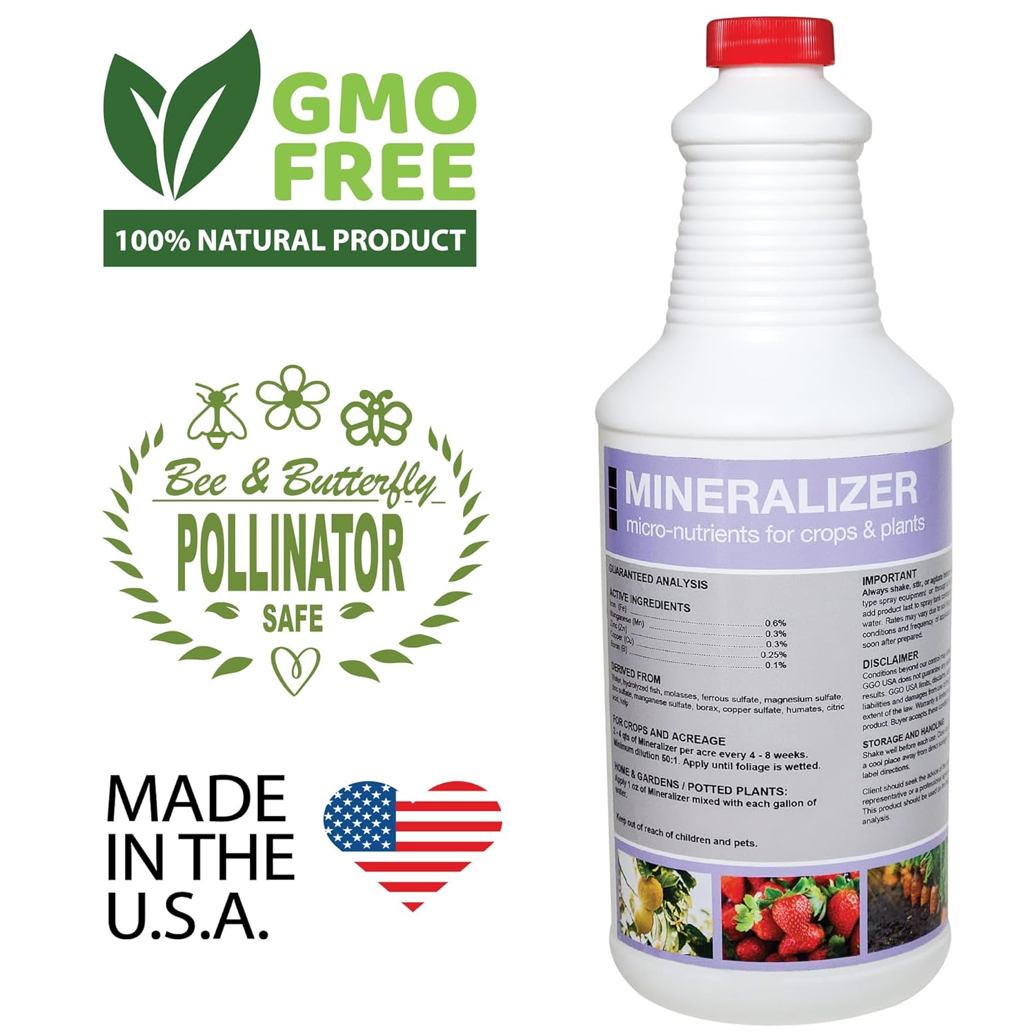 Organic Liquid Mineral Fertilizer for Plants – Fix Nutrient Deficiencies & Restore Soil Health – Micronutrients for Strong Growth & Yield – Garden, Vegetables, Indoor (GGO Mineralizer)