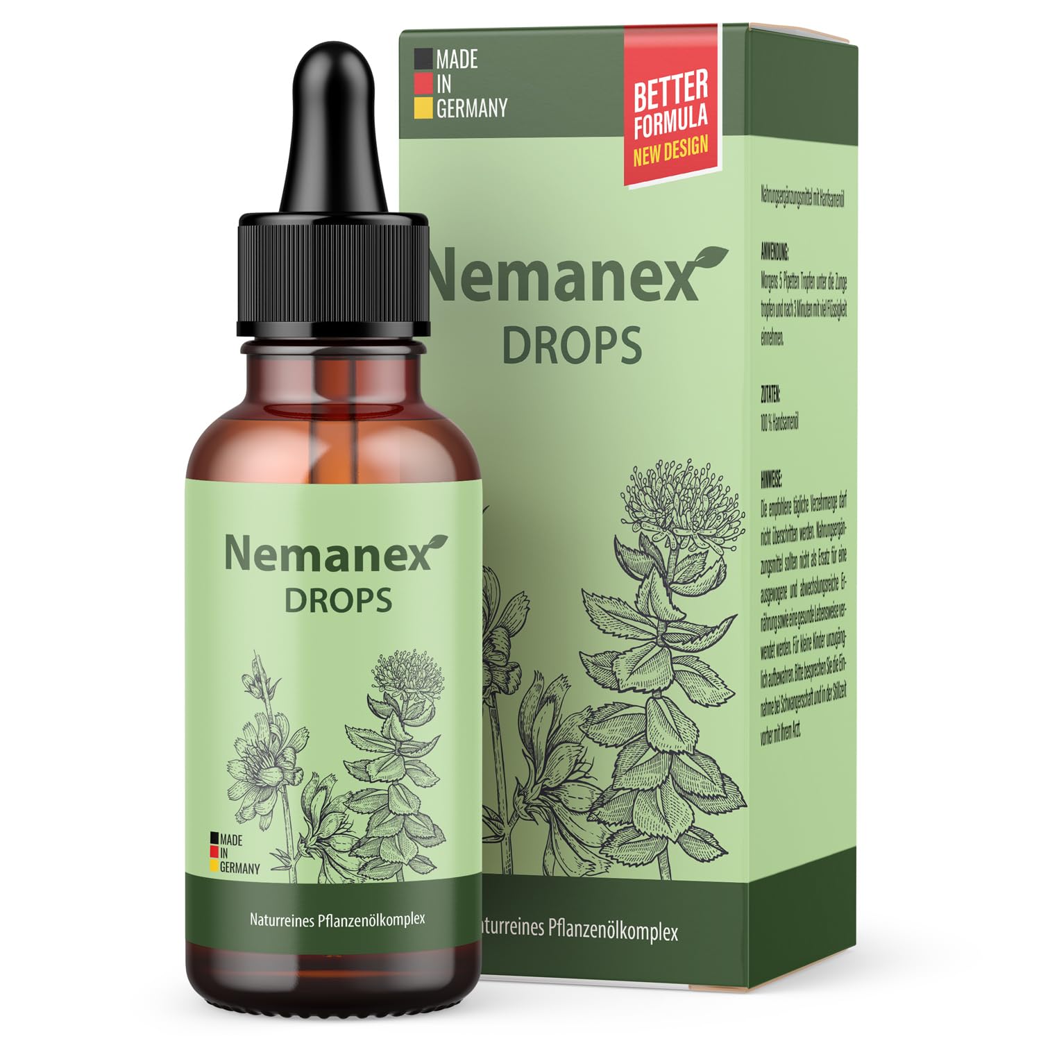 Drops - force végétale naturelle - avec huiles d'avocat, olive et bourrache - contenu par flacon 30 ml | 1x