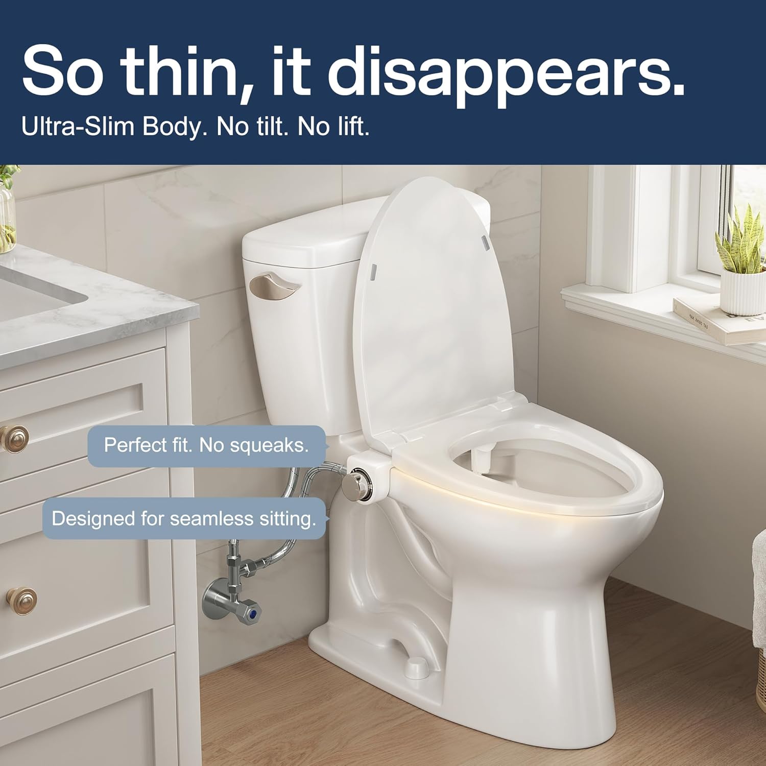 Toilet Bidet with Dual Nozzle Spray,No Electric Bidet Attachment for Toilet with Adjustable Water Pressure,Easy Install Toilet Seat Bidet with Feminine Wash and Rear Wash,Suit for Tight Space - Image 4