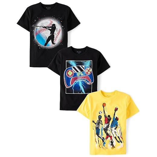 The Children's Place Boys Sports Short Sleeve Graphic T-Shirts, Multipacks
